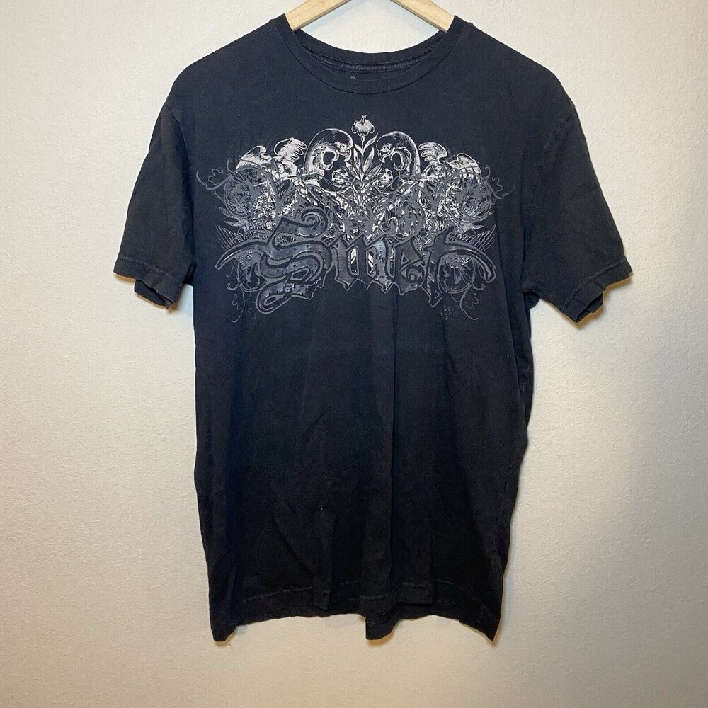 Smet Born On The Street Mens Large T Shirt Black Vintage Y2K Double Sided